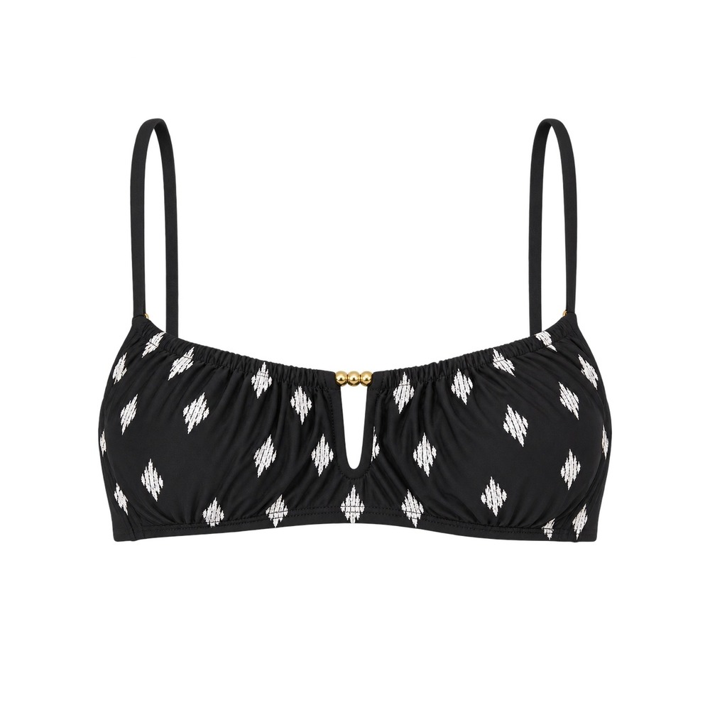 Shade & Shore Bikini Top M Black White Geometric Gold NWT Minimalist Coastal